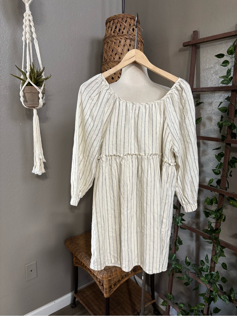 Emerson Fry Jasmine Button Dress Ivory Stripe Organic sz Small - Picture 11 of 12